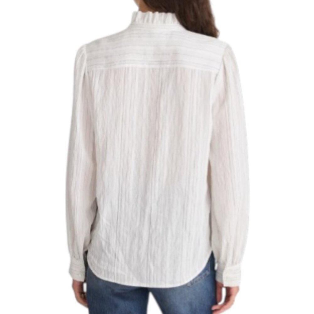 MADEWELL Ruffled Button-Up Long Sleeve Top Women's Small NWT - Picture 5 of 10